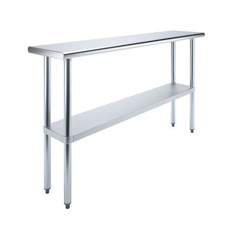 AMGOOD Stainless Steel Metal Table with Undershelf, 72 Long X 14 Deep AMG WT-1472